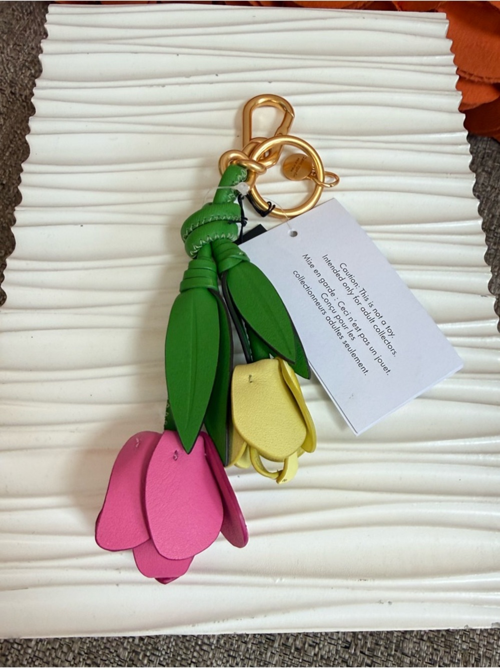 NWT Kate Spade New York leather tulip key fob / bag charm - Picture 6 of 7